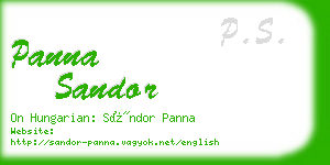 panna sandor business card